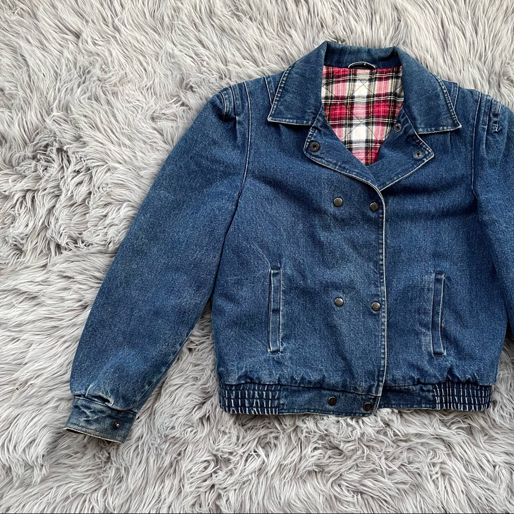Vintage Insulated Plaid Lined Jean Jacket